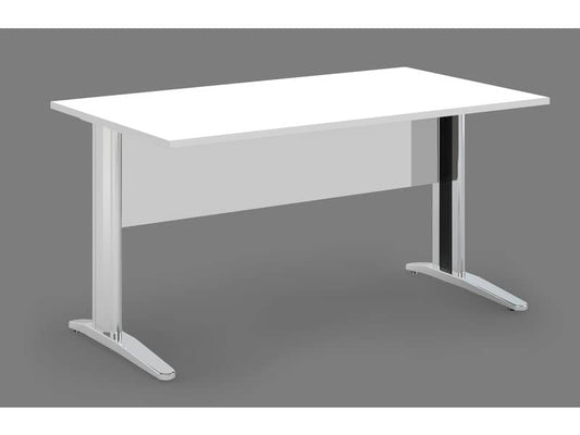 Scrivania Artexport Presto 160x80xH.72cm piano bianco - fianchi in metallo a L effetto cromato - 003+30512JOINTCR/3