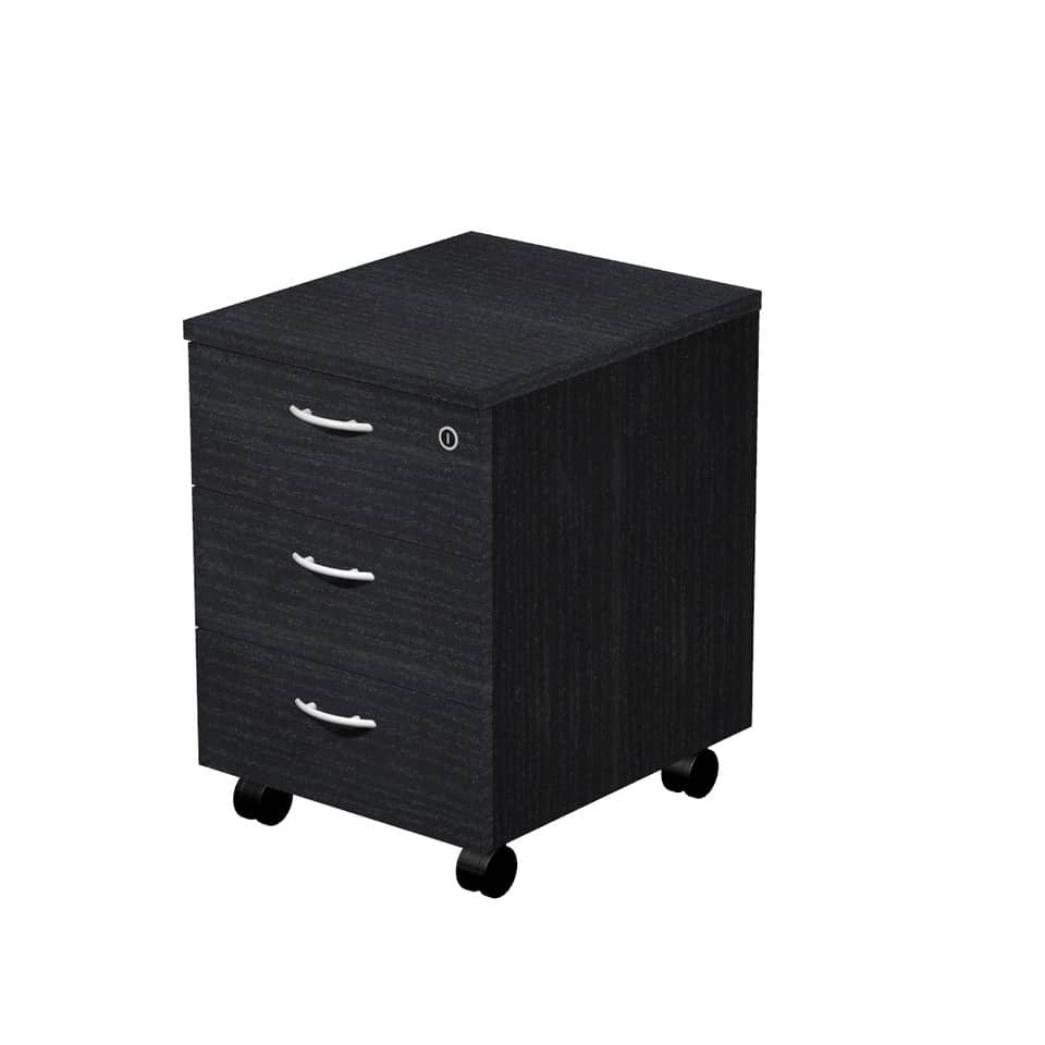 EC - Cassettiera a tre cassetti montata Artexport Presto 41,8x52x59,5 cm nero venato frassino - 60019/8