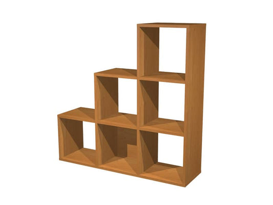 Libreria componibile Artexport Maxicolor - 6 caselle a scalare - 104x29,2x103,9 cm - Noce chiaro - 6DMaxC-4