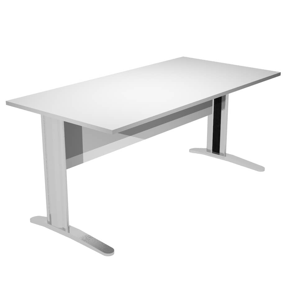 Scrivania Artexport Presto 160x80xH.72cm piano grigio - fianchi in metallo a L effetto cromato - 003+30512JOINTCR/9