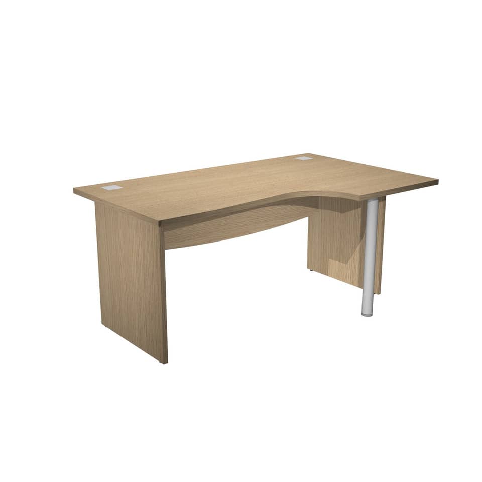 Scrivania ad angolo Artexport Flex Compact 180x120x73 cm rovere - fianchi melaminico + supporto metal lato destro