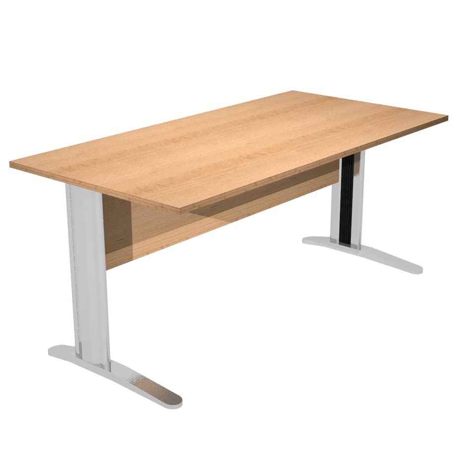 Scrivania Artexport Presto 160x80xH.72cm piano faggio - fianchi in metallo a L effetto cromato - 003+30512JOINTCR/6