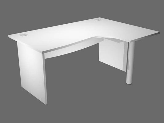 Scrivania ad angolo Artexport Flex Compact 160x120x73 cm bianco - fianchi melaminico + supporto metal lato destro