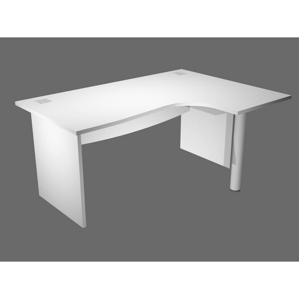 Scrivania ad angolo Artexport Flex Compact 160x120x73 cm bianco - fianchi melaminico + supporto metal lato destro