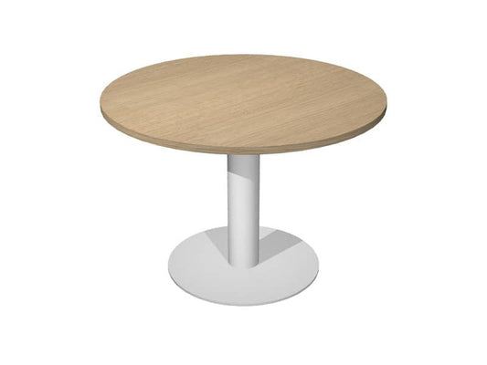 Tavolo riunione rotondo Artexport Flex Ø 80 cm - H.73 cm piano rovere - gamba in metallo alluminio - PR80+BASE42-C
