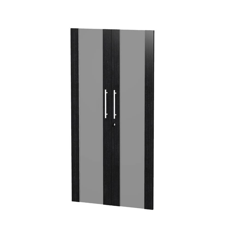 Coppia ante alte Artexport Flora 80x153,8 cm - vetro fumè e melaminico nero venato frassino 91074M/8