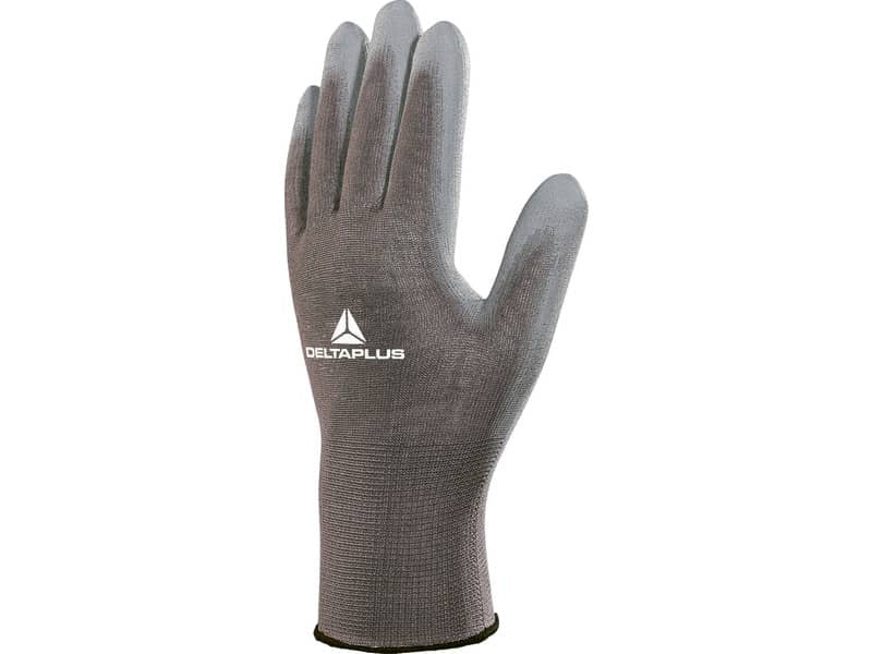 Guanto da lavoro Delta Plus in maglia di poliammide con palmo in poliuretano grigio  taglia 9 - VE702GR09