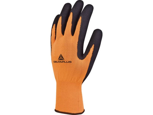 Guanto da lavoro Delta Plus Apollon VV733 in maglia poliestere arancio-nero taglia 9 - VV733OR09