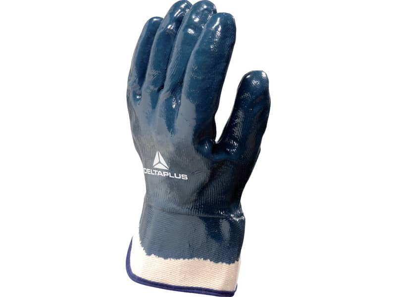 Guanto da lavoro Delta Plus rivestito nitrile manichetta tela 6 cm blu taglia 11 - NI17511