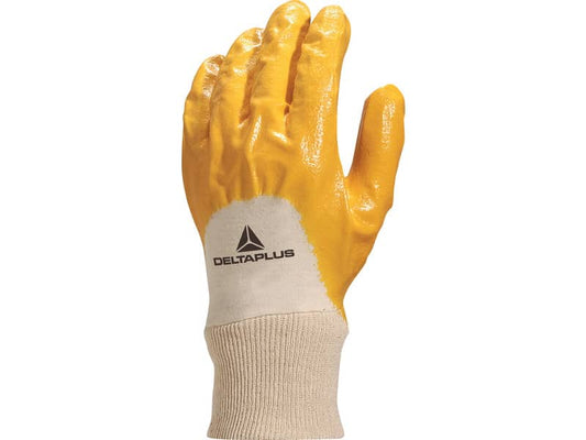 Guanto da lavoro Delta Plus nitrile leggero dorso aerato giallo taglia 9 - NI01509