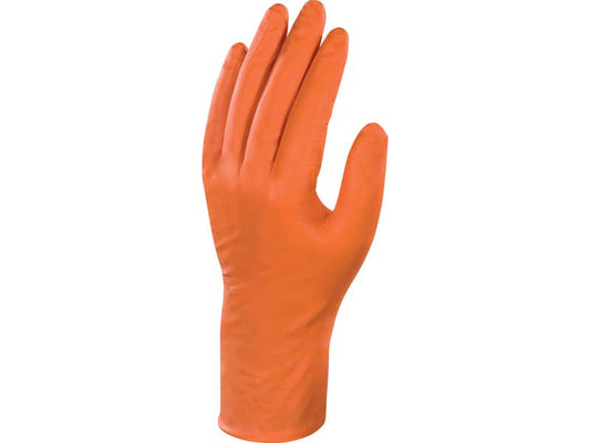 Guanti monouso Delta Plus Veniplus V1500 arancio 27 cm nitrile non talcato taglia 7/8 Conf. 50 pezzi - V150007