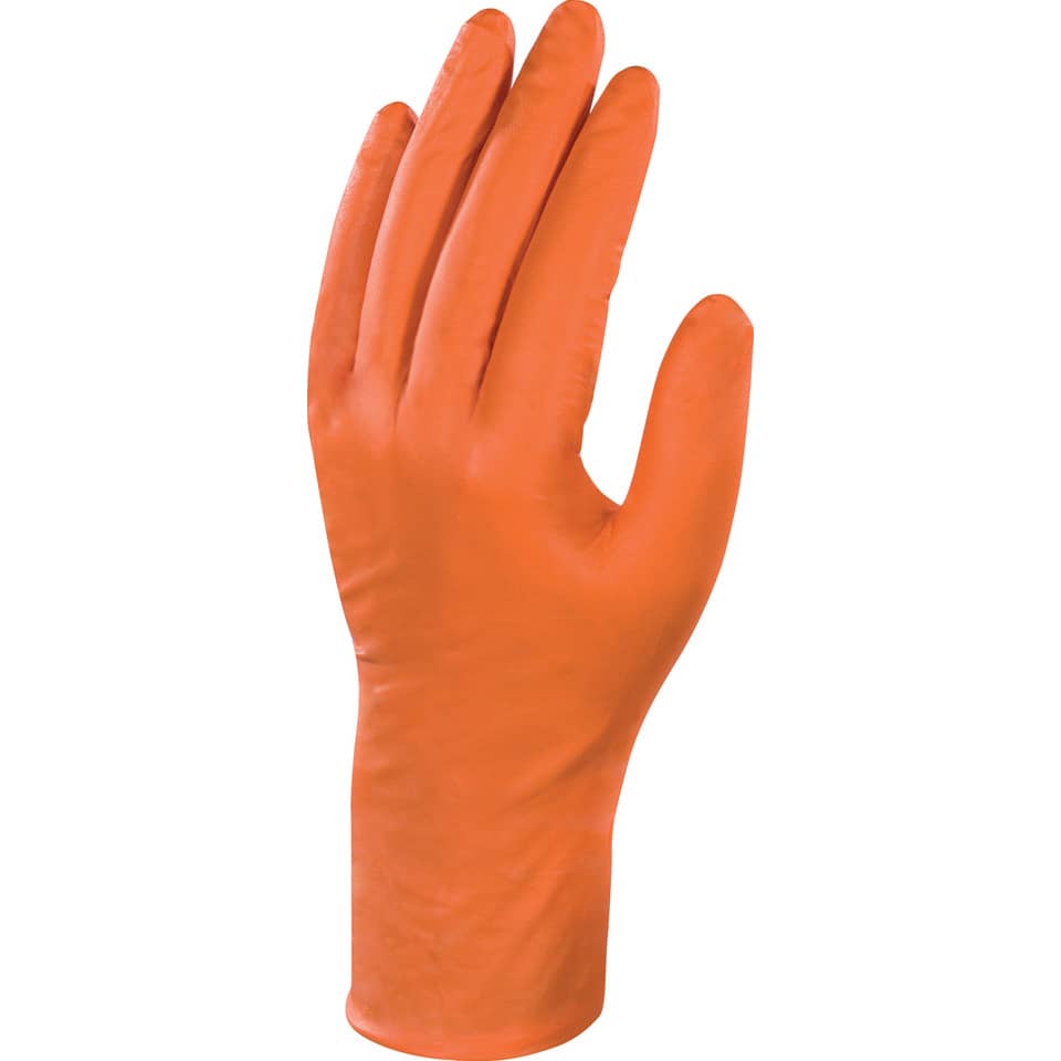 Guanti monouso Delta Plus Veniplus V1500 arancio 27 cm nitrile non talcato taglia 7/8  Conf. 50 pezzi - V150007