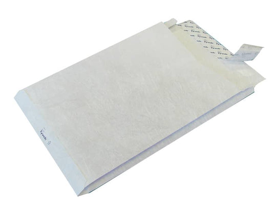 Buste a sacco con strip e 3 soffietti Tyvek Postyvek 55 g/m² bianco 22,9x32,4 cm - conf. 100 pezzi - 0756