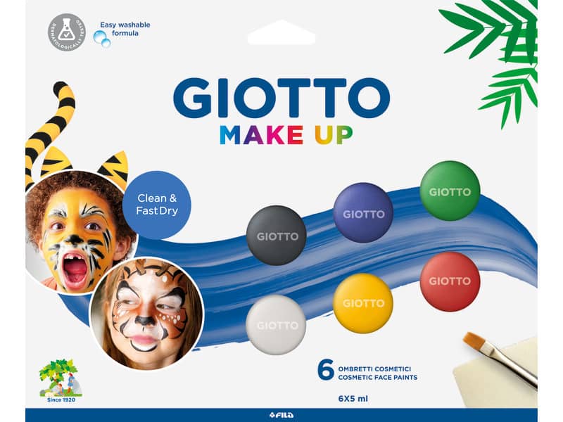 Set di 6 ombretti cosmetici GIOTTO Make Up bianco, rosso, nero, giallo, verde, blu 476200