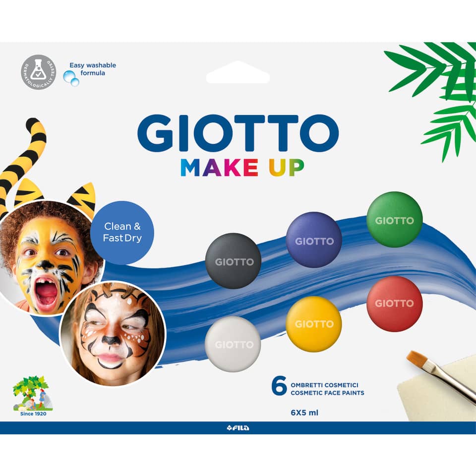 Set di 6 ombretti cosmetici GIOTTO Make Up bianco, rosso, nero, giallo, verde, blu 476200