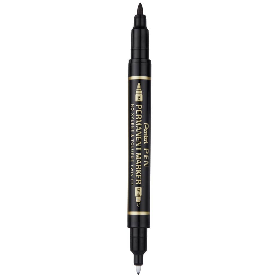 Marcatore permanente doppia punta Pentel Twin Tip tratti F-M nero N75W-AE