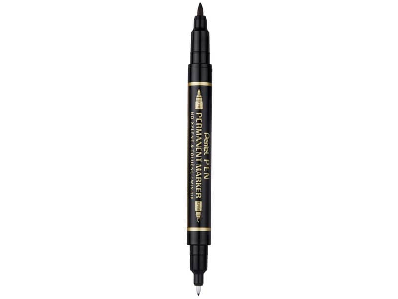 Marcatore permanente doppia punta Pentel Twin Tip tratti F-M nero N75W-AE