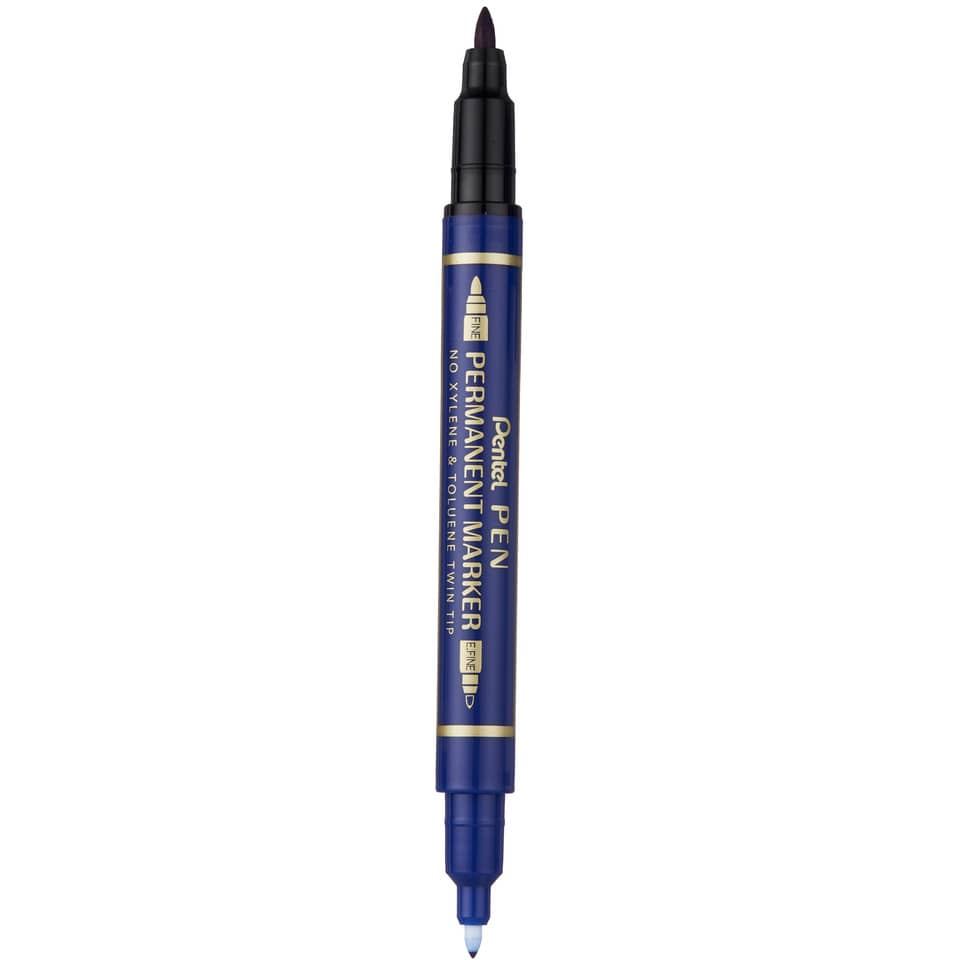 Marcatore permanente doppia punta Pentel Twin Tip tratti F-M blu N75W-CE