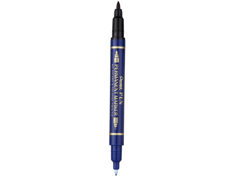 Marcatore permanente doppia punta Pentel Twin Tip tratti F-M blu N75W-CE