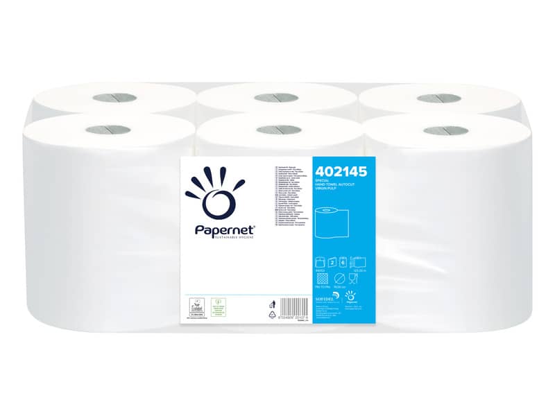 Asciugamani in Rotolo senza pretaglio Papernet 19,8 cm x 124 mt Conf. 6 pezzi - 402145