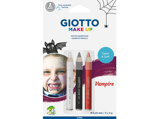 Tris tematico di matite cosmetiche GIOTTO Bianco, Nero, Rosso - Vampire conf. 3 pezzi - 473500