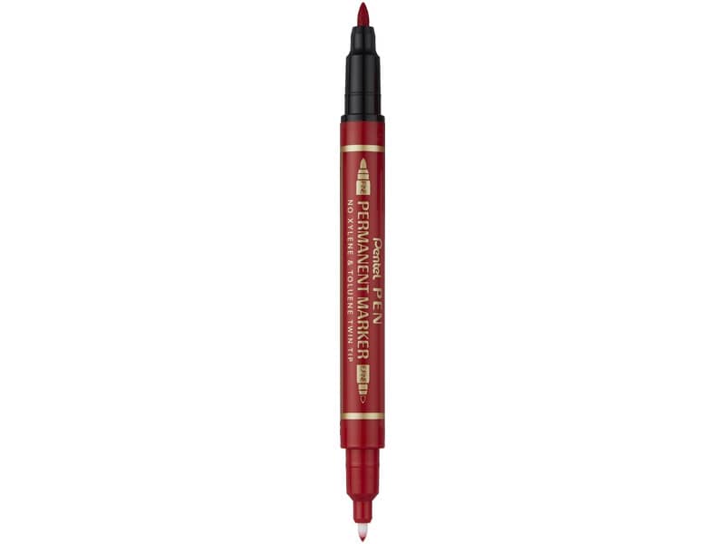 Marcatore permanente doppia punta Pentel Twin Tip tratti F-M rosso N75W-BE