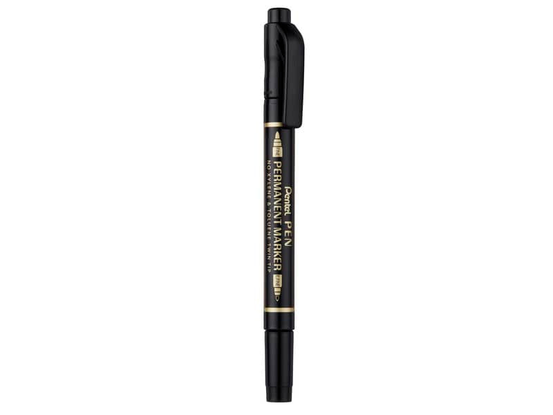 Marcatore permanente doppia punta Pentel Twin Tip tratti F-M nero N75W-AE