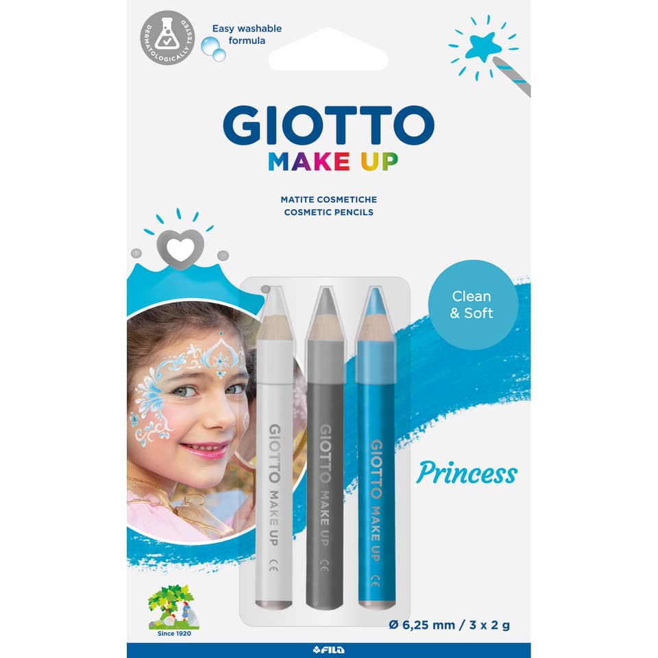 Tris tematico di matite cosmetiche GIOTTO bianco, argento, azzurro - Princess conf. 3 pezzi 473400