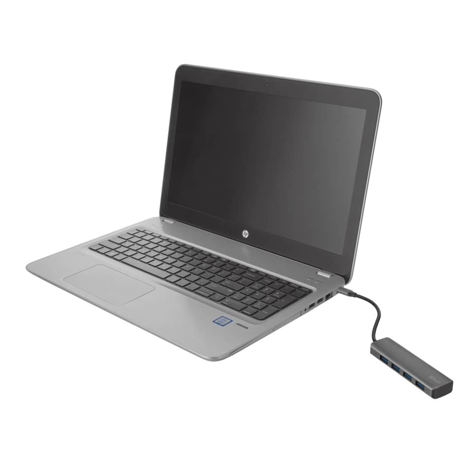 Hub Halyx Aluminium USB-C to 4-Port Trust silver 23328