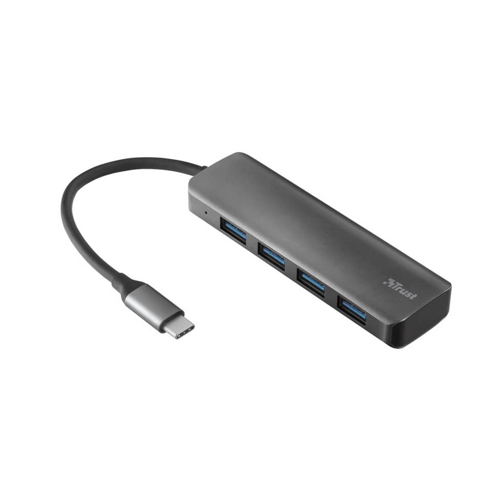 Hub Halyx Aluminium USB-C to 4-Port Trust silver 23328