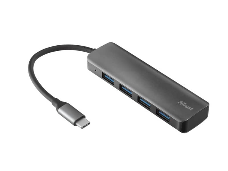 Hub Halyx Aluminium USB-C to 4-Port Trust silver 23328