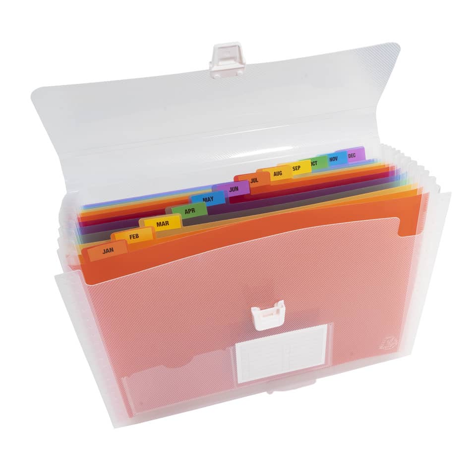 Classificatore Crystal Colours chiusura scatto 33x25 cm - 13 scomparti - cristallo - 55298E