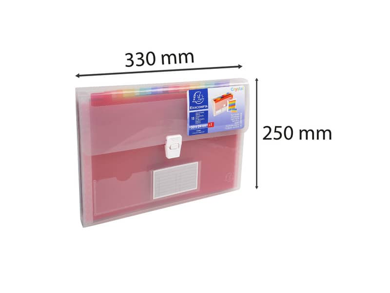 Classificatore Crystal Colours chiusura scatto 33x25 cm - 13 scomparti - cristallo - 55298E