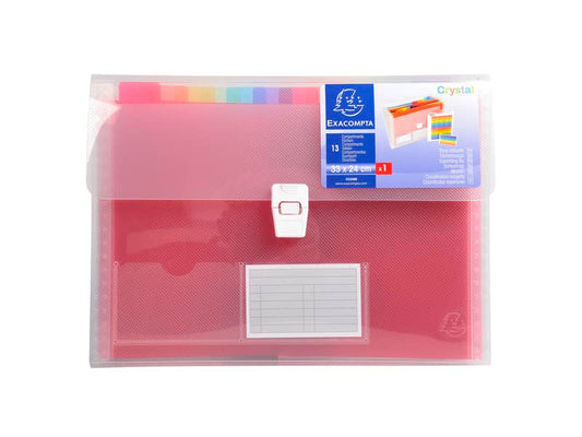 Classificatore Crystal Colours chiusura scatto 33x25 cm - 13 scomparti - cristallo - 55298E