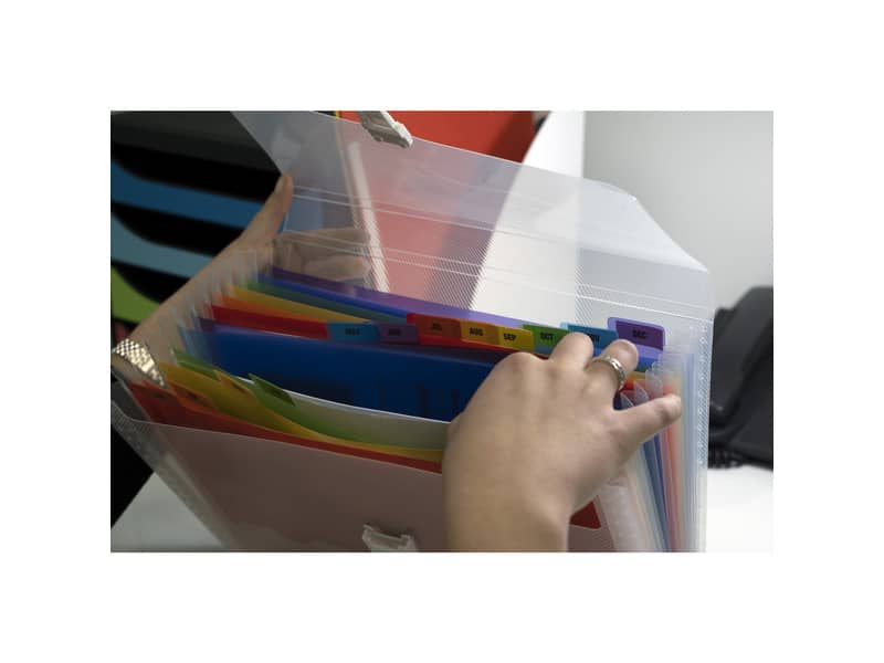 Classificatore Crystal Colours chiusura scatto 33x25 cm - 13 scomparti - cristallo - 55298E