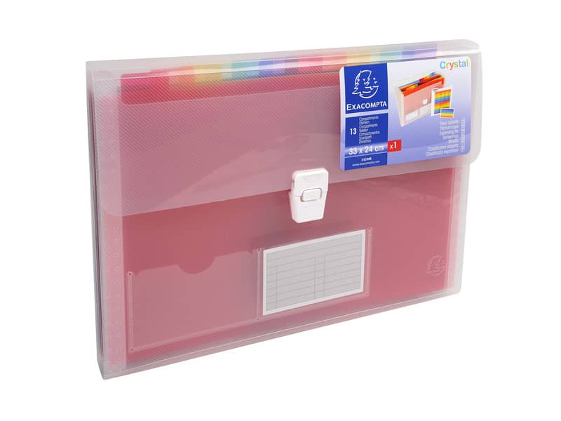 Classificatore Crystal Colours chiusura scatto 33x25 cm - 13 scomparti - cristallo - 55298E