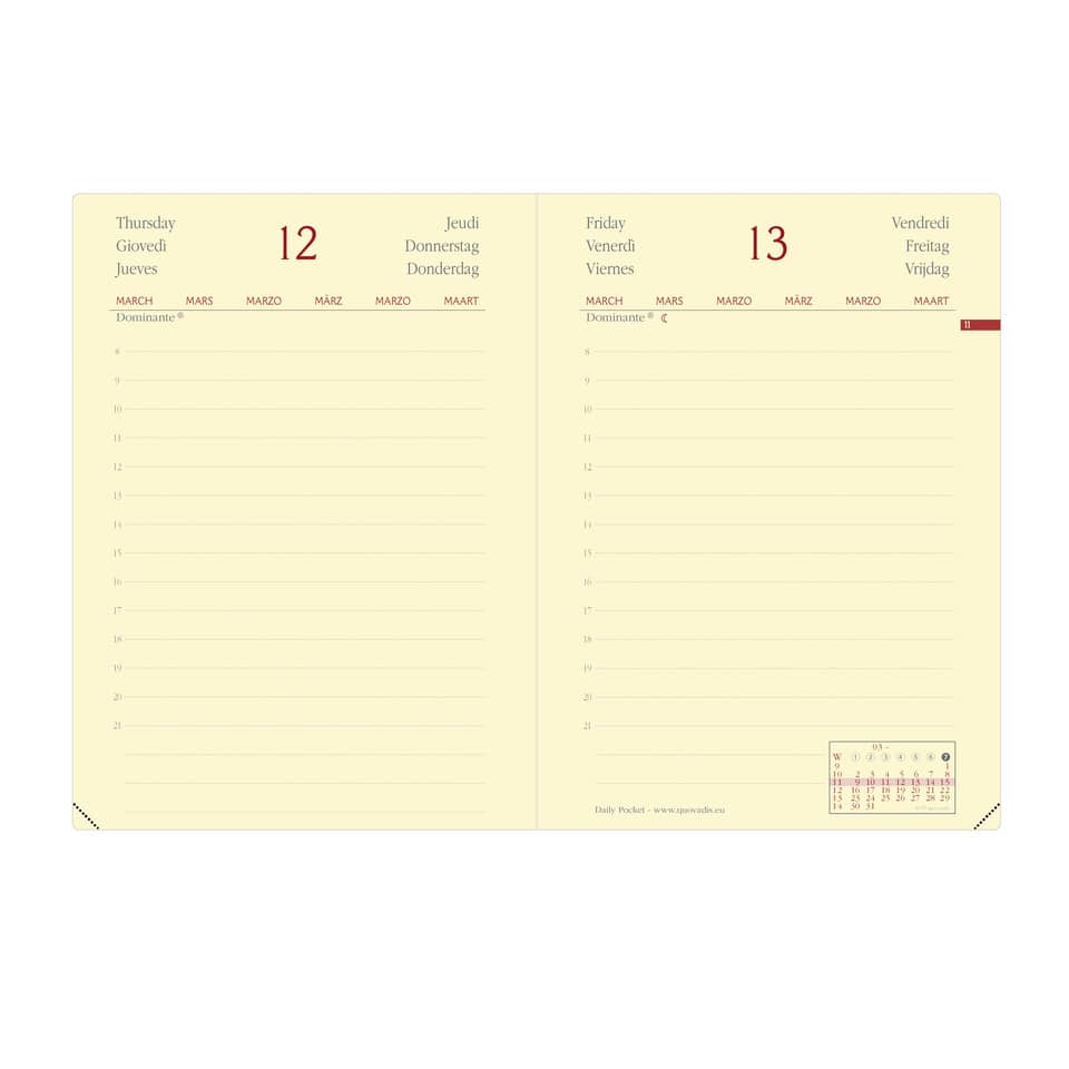 Agenda giornaliera 2022 Quo Vadis Daily Pocket Prestige - Habana 8,5x13 cm nero 61700222MQ