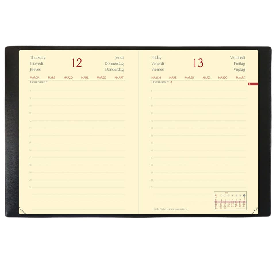 Agenda giornaliera 2022 Quo Vadis Daily Pocket Prestige - Habana 8,5x13 cm nero 61700222MQ