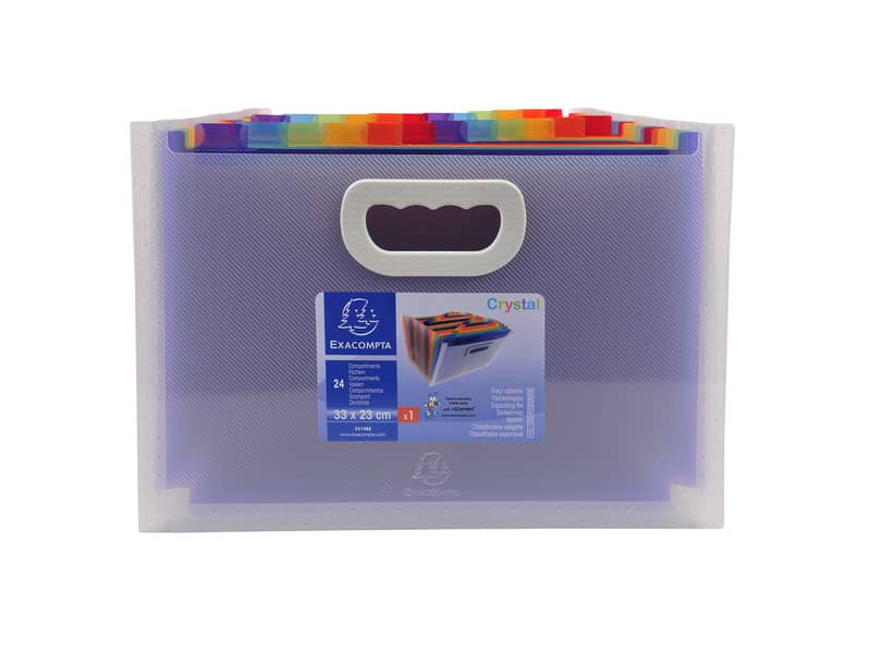 Classificatore valigetta Crystal Colours cristallo 24 scomparti 33x23,5x25cm con maniglia - 55198E