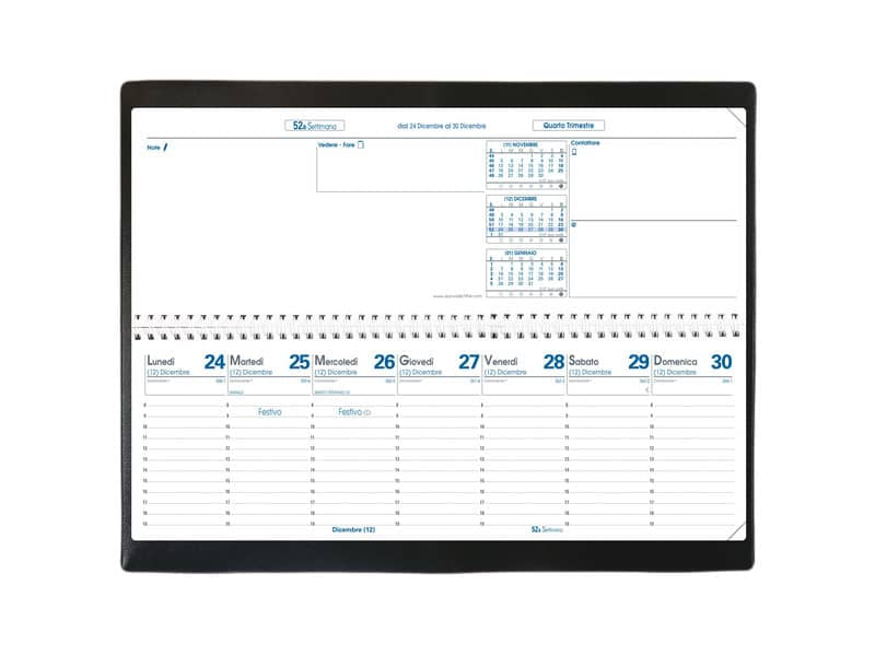 Agenda Planning settimanale 2022 Quo Vadis Agendascop 30x10 cm - Impala nero 02002622MQ