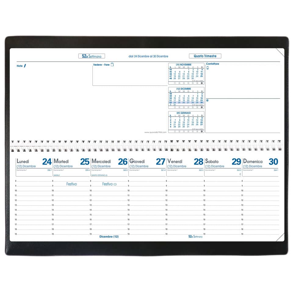 Agenda Planning settimanale 2022 Quo Vadis Agendascop 30x10 cm - Impala nero 02002622MQ