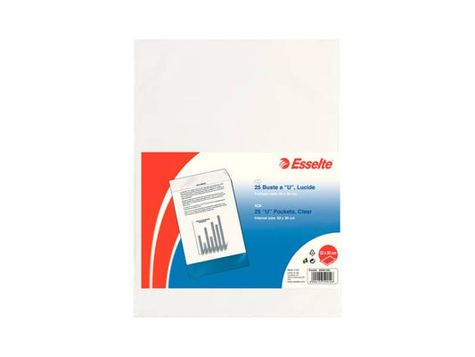 Buste a U ESSELTE Deluxe trasparente 22x30 cm conf. 25 pezzi - 395901200