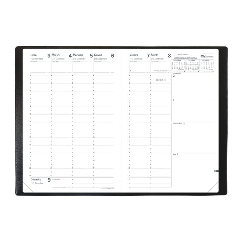 Agenda settimanale 2022 Quo Vadis Ministro 16x24 cm - Impala nero 01511322MQ