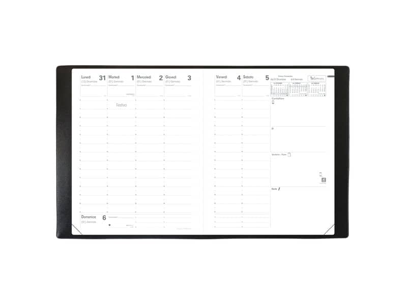 Agenda settimanale 2022 Quo Vadis Presidente Impala 21x27 cm - riv. plastico granuloso nero 01611122MQ