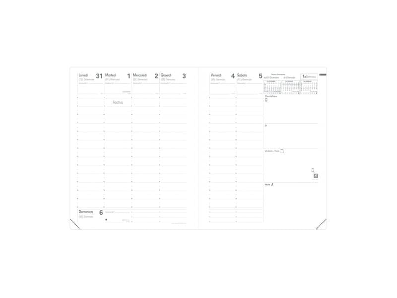 Agenda settimanale 2021 Quo Vadis Presidente 21x27 cm - rivest. sintetico liscio Soho nero ebano 016350Q