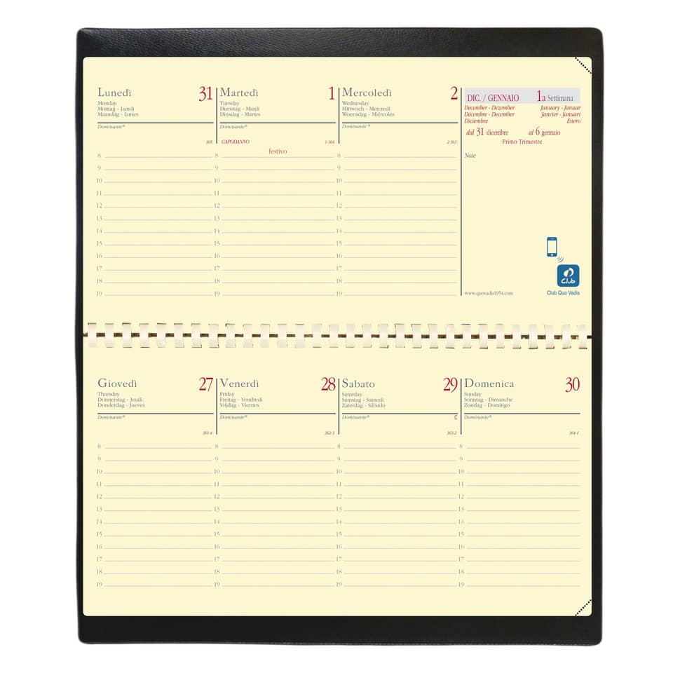 Agenda settimanale 2022 Quo Vadis Planital - Impala 8,8x17 cm nero 42208822MQ