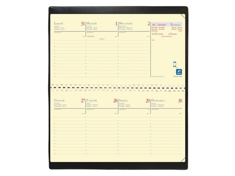 Agenda settimanale 2022 Quo Vadis Planital - Impala 8,8x17 cm nero 42208822MQ