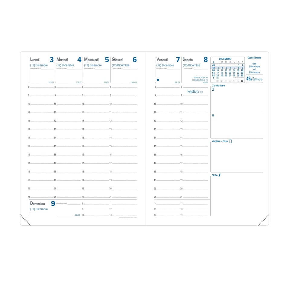 Agenda settimanale 2022 Quo Vadis Rigiro - Impala 9x12,5 cm nero 00309922MQ