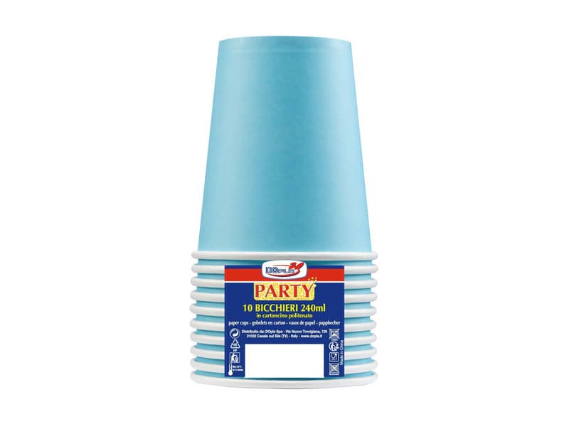 Bicchieri di carta - 240 ml Dopla azzurro conf. 10 pezzi - 22053