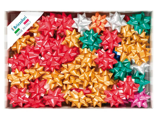 Stelle adesive per pacchi regalo Brizzolari 14 mm Ø 65 mm assortiti opaco conf. 100 - 3100